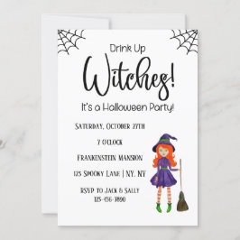Hexen mit weißem Halloween-Party trinken Einladung