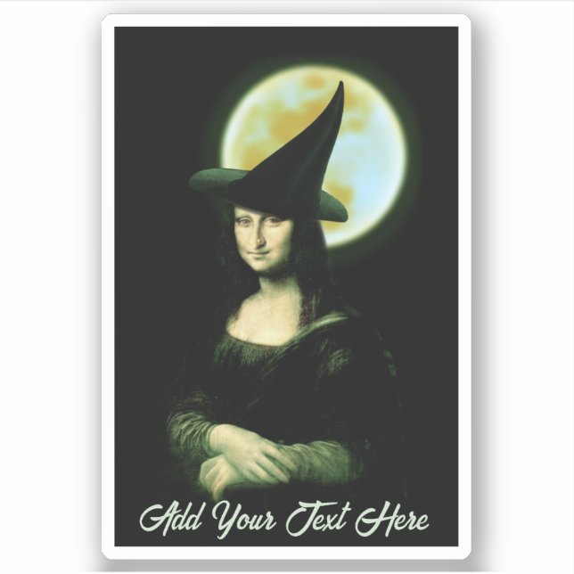 Hexen-Mona-Lisa-Halloween Aufkleber (Vorderseite)