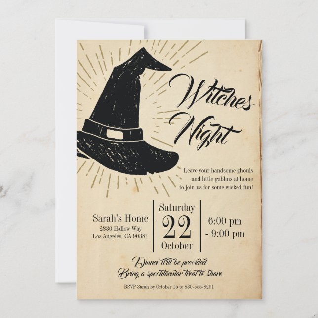 Hexen Night Girls Night Out Halloween-Party Einladung (Vorderseite)