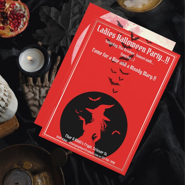 Hexen nur Halloween-Party Einladung (Witches Only Halloween Party Invite)