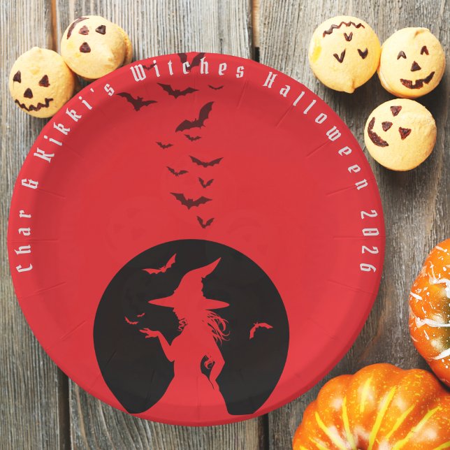 Hexen nur Halloween-Party Paper-Teller Pappteller (Witches Only Halloween Party Paper Plates)