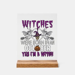 Hexen Oktober Halloween Totenkopf Hexenhut Kürbis_ Acrylschild