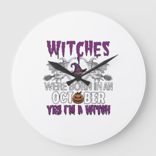 Hexen Oktober Halloween Totenkopf Hexenhut Kürbis_ Große Wanduhr