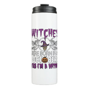 Hexen Oktober Halloween Totenkopf Hexenhut Kürbis_ Thermosbecher