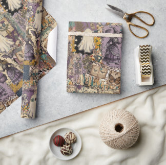Hexen-Patchwork in Lila und Blau Einzigartige Gesc Geschenkpapier