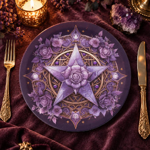 Hexen-Pentakel-Party-Teller – Lila Rosen-Design Pappteller