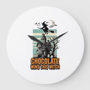 Hexen-Schokoladen-Shirt Süße Halloween-Leckerei-De Große Wanduhr