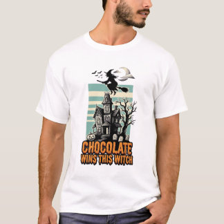 Hexen-Schokoladen-Shirt Süßes Halloween-Leckerei-D T-Shirt