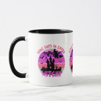 Hexen-Silhouette-Schloss - Retro-Sonnenuntergang-H Tasse