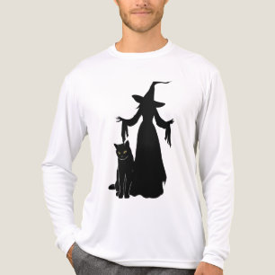 Hexen-Silhouette schwarze Katze Halloween Tri-Blend Shirt