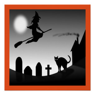 HEXEN-SILHOUETTE ZU HALLOWEEN POSTER