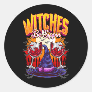 Hexen sind das sonnige Halloween-Party von Sippin Runder Aufkleber