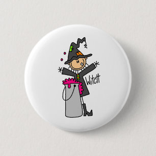 Hexen-Stickfigur-Halloween-Knopf Button