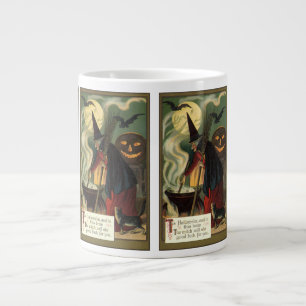 Hexen-Szene auf einem Kürbis-Halloween-Motiv mit a Jumbo-Tasse