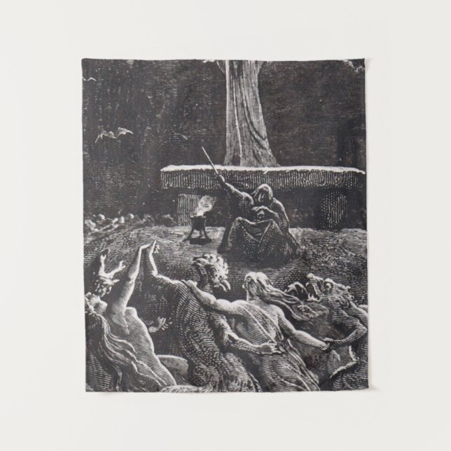 Hexen tanzen im Sabbat Wandteppich (Vorderseite)