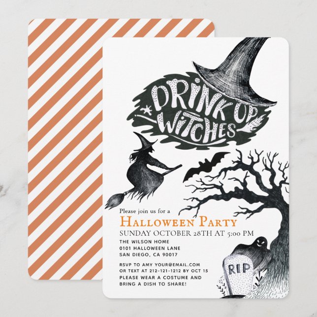 Hexen trinken Halloween-Party Einladung (Vorne/Hinten)