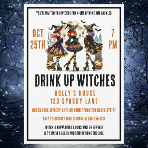 Hexen trinken Ladys Night Halloween Weinnacht Einladung