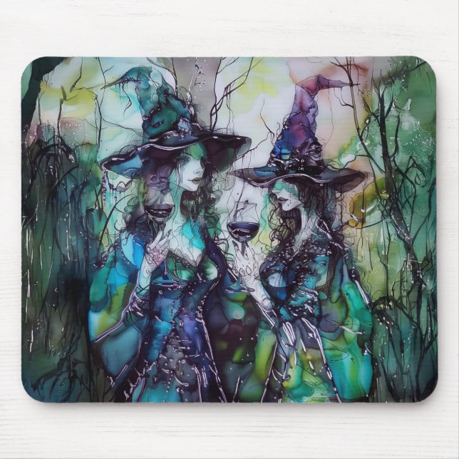 Hexen trinken Wein Whimsikmuskeln #1 Mousepad (Vorne)