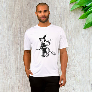 Hexen und Clowns auf einem Besenstiel zu Halloween T-Shirt
