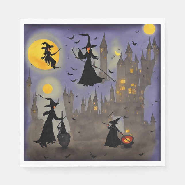 Hexen und Fledermäuse - Servietten aus Papier (Vorderseite)