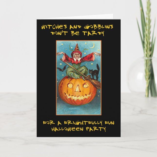 Hexen und Gobblins Bloody-Text-Halloween-Party Einladung (Vorderseite)