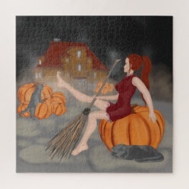 Hexen und Katzen auf dem Halloween