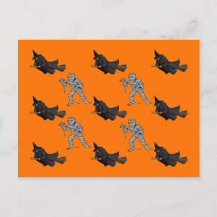 Hexen- und Mumien-Muster Halloween-Postkarte Postkarte