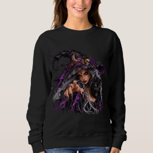 Hexen- und schwarze Katzen-Sweatshirt für Frauen - Sweatshirt