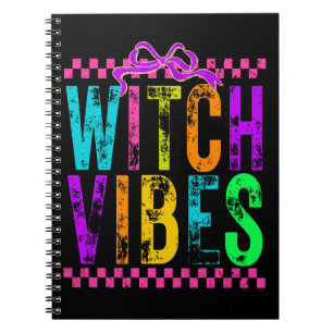 Hexen-Vibes Halloween-Neon-Karo-Schleife Notizblock