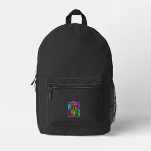 Hexen-Vibes Halloween-Neon-Karomuster-Bogen Bedruckter Rucksack