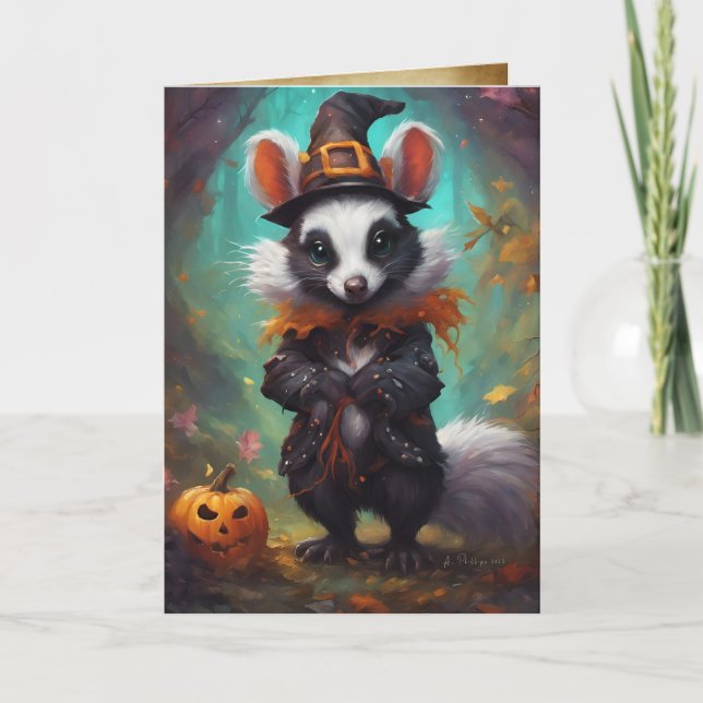 Hexen werden gesehen, Niedliche Skunk Hexe, Hallow Karte (Vorderseite)