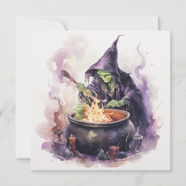 "Hexen & Whiskey Whirl" Halloween Einladung (Vorderseite)