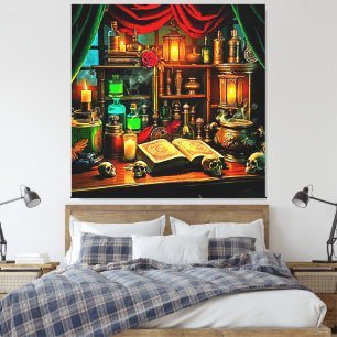 Hexenaltar Mystische Nachtbrau-Design Leinwanddruck