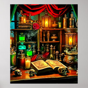Hexenaltar Mystische Nachtbrau-Design Poster