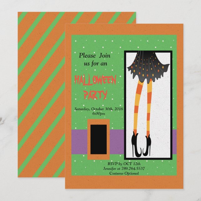 Hexenbeine Halloween Einladung (Vorne/Hinten)