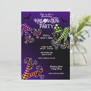Hexenbeine verzaubernde Purple Halloween-Party Einladung