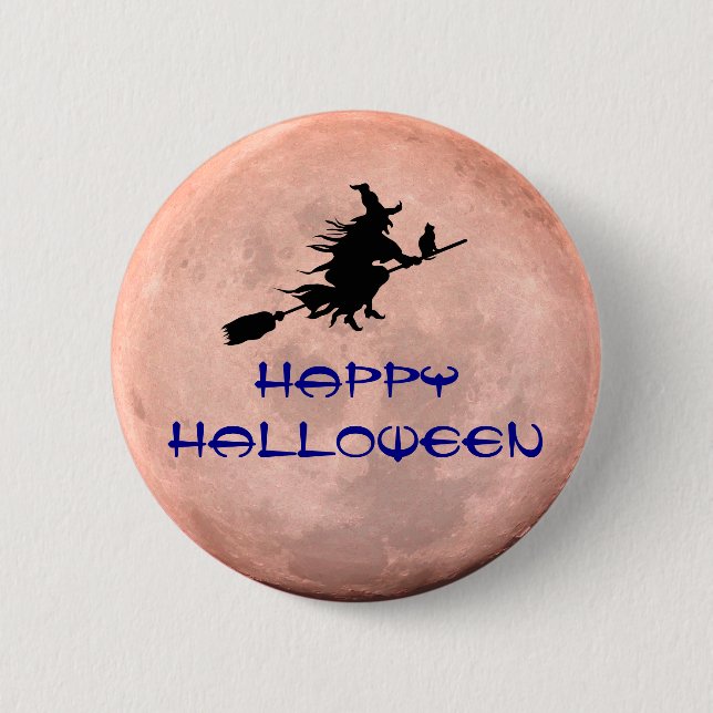 Hexenbesen Hexenmond Hexen Pin Button (Vorderseite)