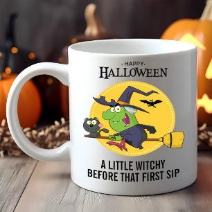 Hexenbesen Katze Halloween Tasse