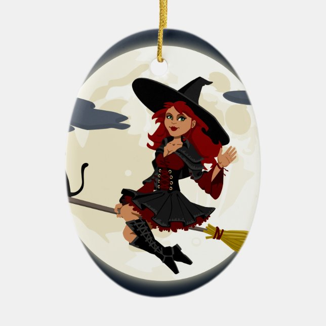 Hexenbesen Keramik Ornament (Vorne)