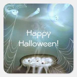 Hexenbrau-Gespenster-Halloween-Partygeschenk Quadratischer Aufkleber