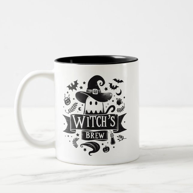 Hexenbrauen- Halloween Zweifarbige Tasse (Links)
