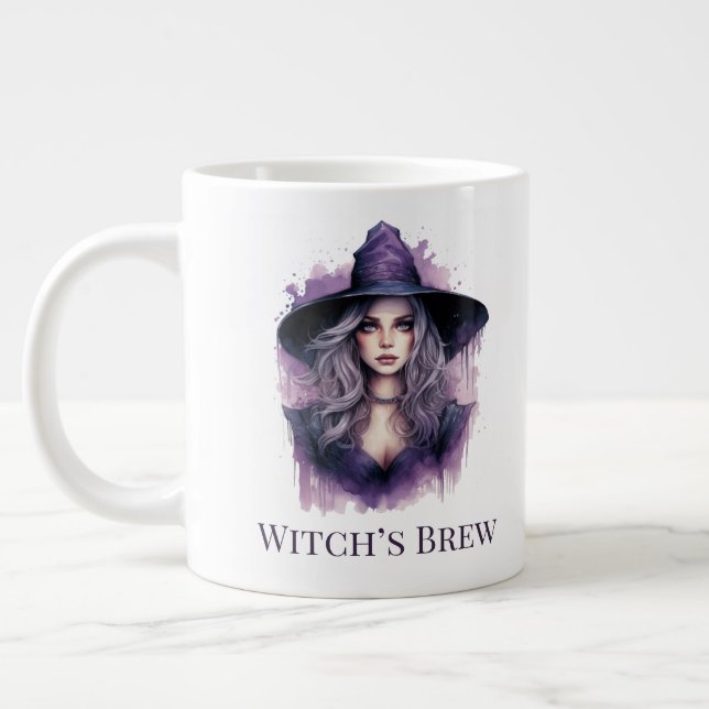 Hexenbrauen - Lila HexenkunstHalloween Jumbo-Tasse (Links)