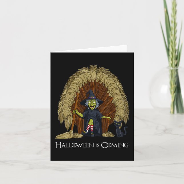 Hexenbrooms Throne Fun Halloween Girls Kinder Karte (Vorderseite)