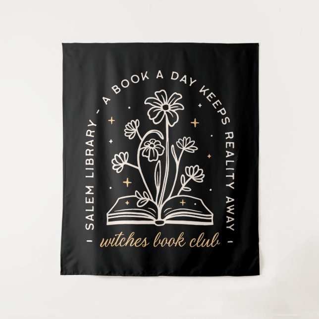 Hexenbuch-Club witschiger Buchfantasy-Leser Wandteppich (Vorderseite)