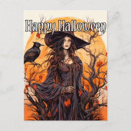 Hexendarstellung | Frohe Halloween Postkarte