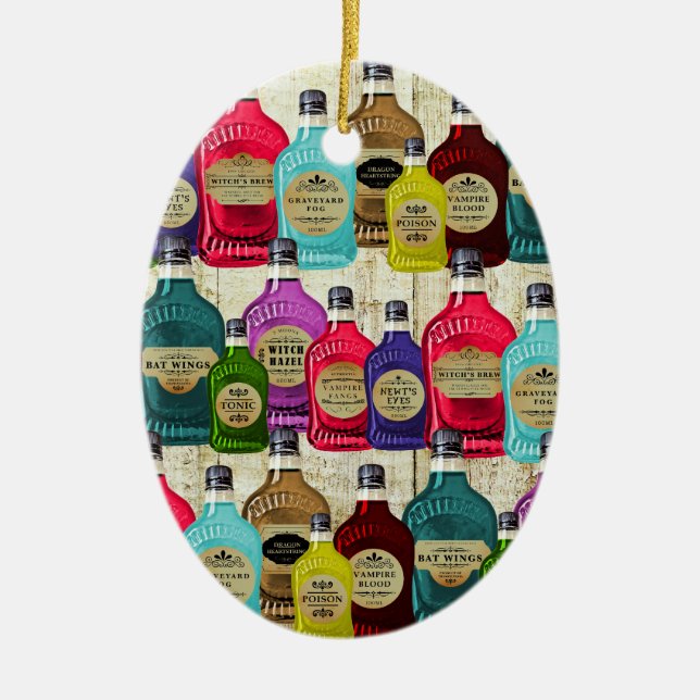 Hexendoktor Magic Potion Apothekar Tonic Flasche Keramik Ornament (Vorne)