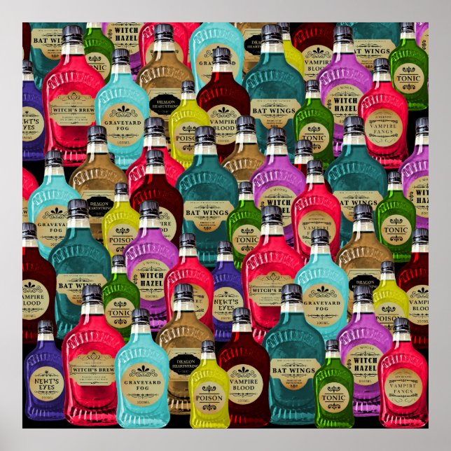 Hexendoktor Magic Potion Apothekar Tonic Flaschen Poster (Vorne)