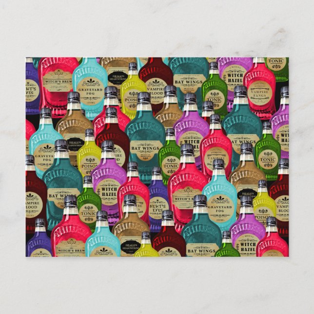 Hexendoktor Magic Potion Apothekar Tonic Flaschen Postkarte (Vorderseite)