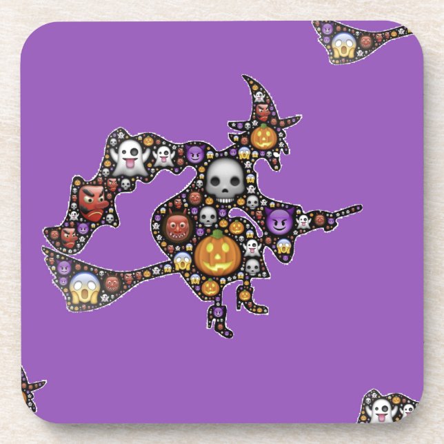 Hexenemoji Getränkeuntersetzer (Vorderseite)