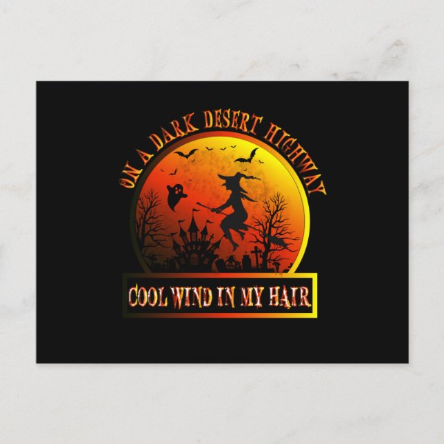 Hexenfahren bricht auf einer dunklen Wüste Postkarte (Vorderseite)